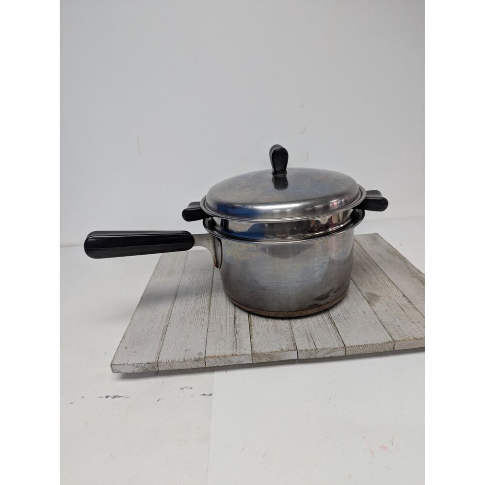 Thermic Ray 2 qt Double Boiler by Norris Copper Bottom Saucepan w lid